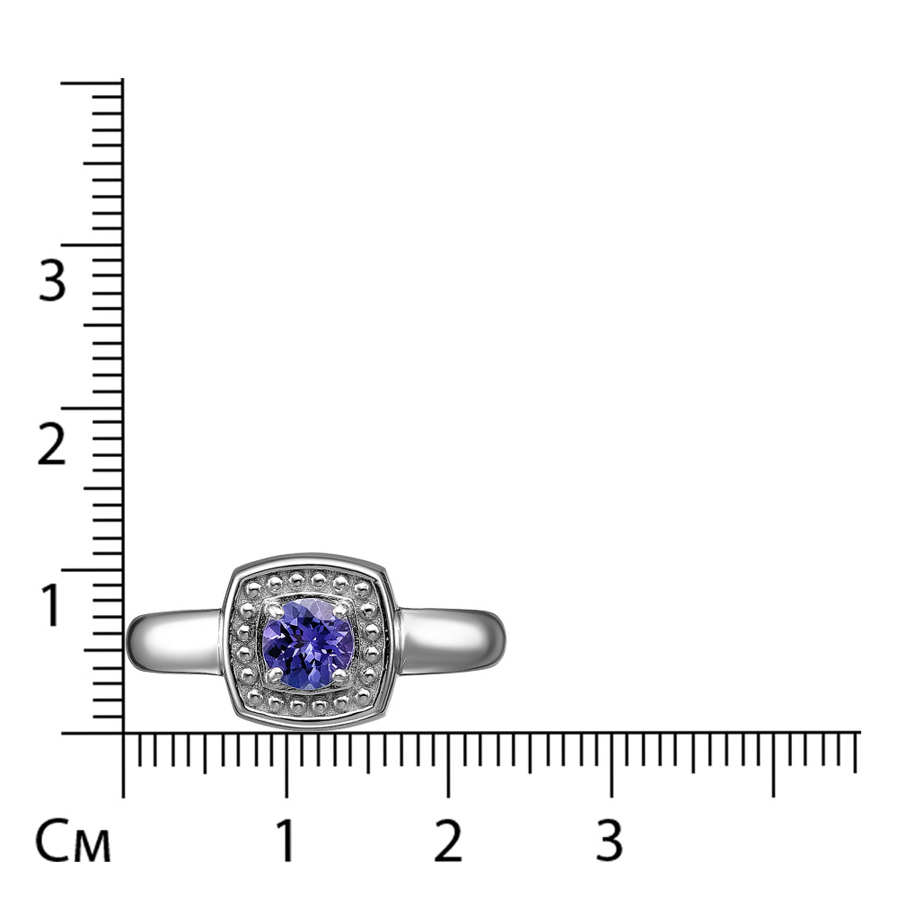 Серебряное кольцо 925 пробы; вставки 1 Танзанит;