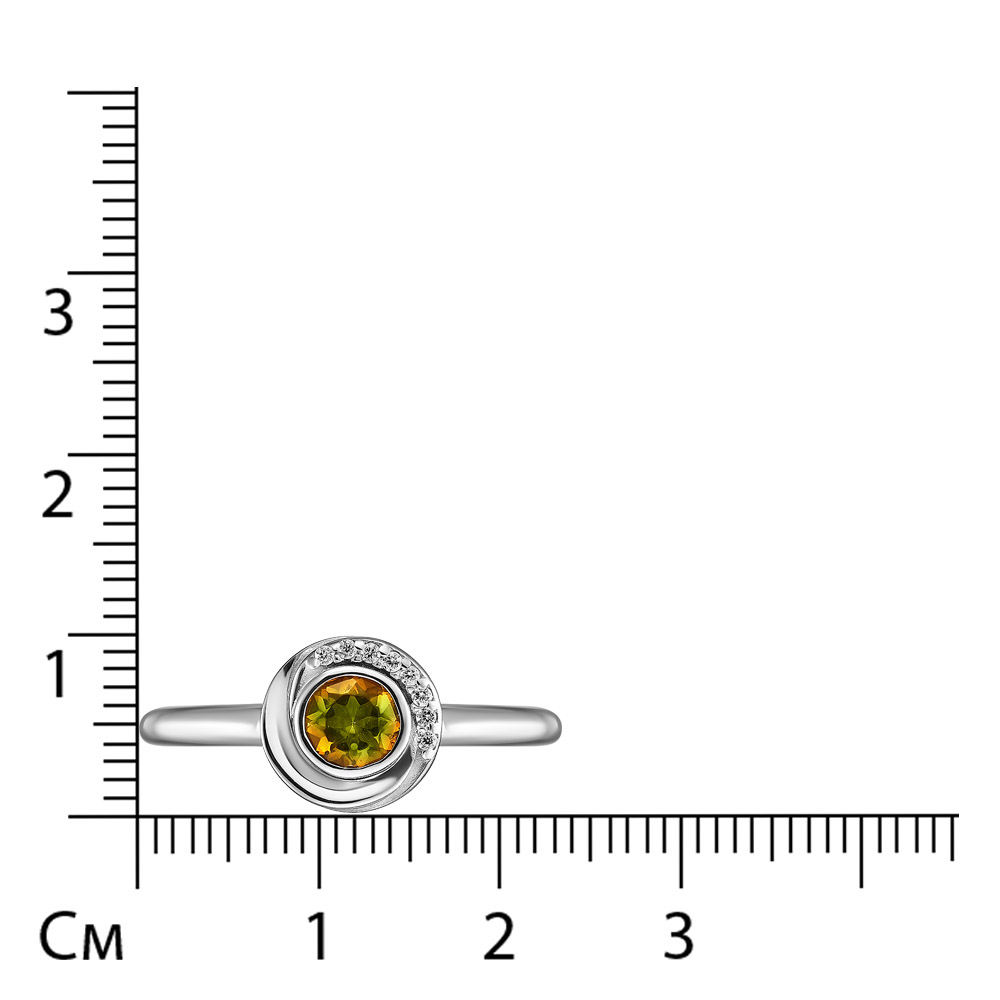 Серебряное кольцо 925 пробы; вставки 1 Султанит; 8 Фианит бесцв.;