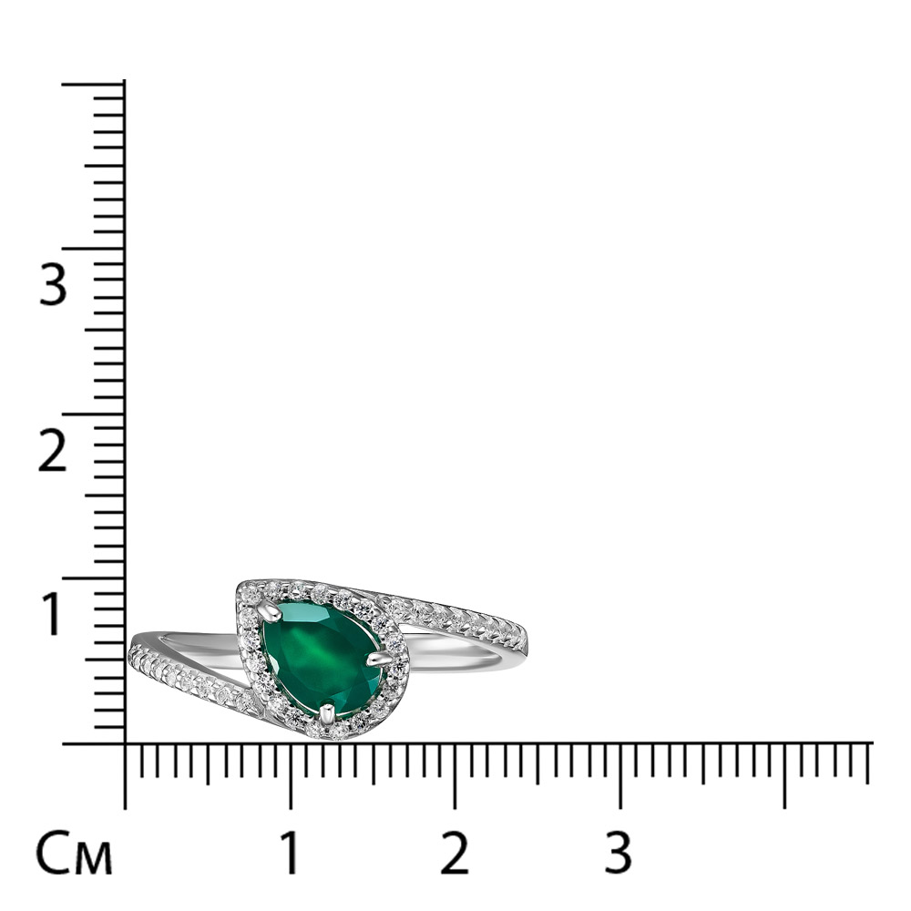 Серебряное кольцо 925 пробы; вставки 1 Агат; 38 Фианит бесцв.;