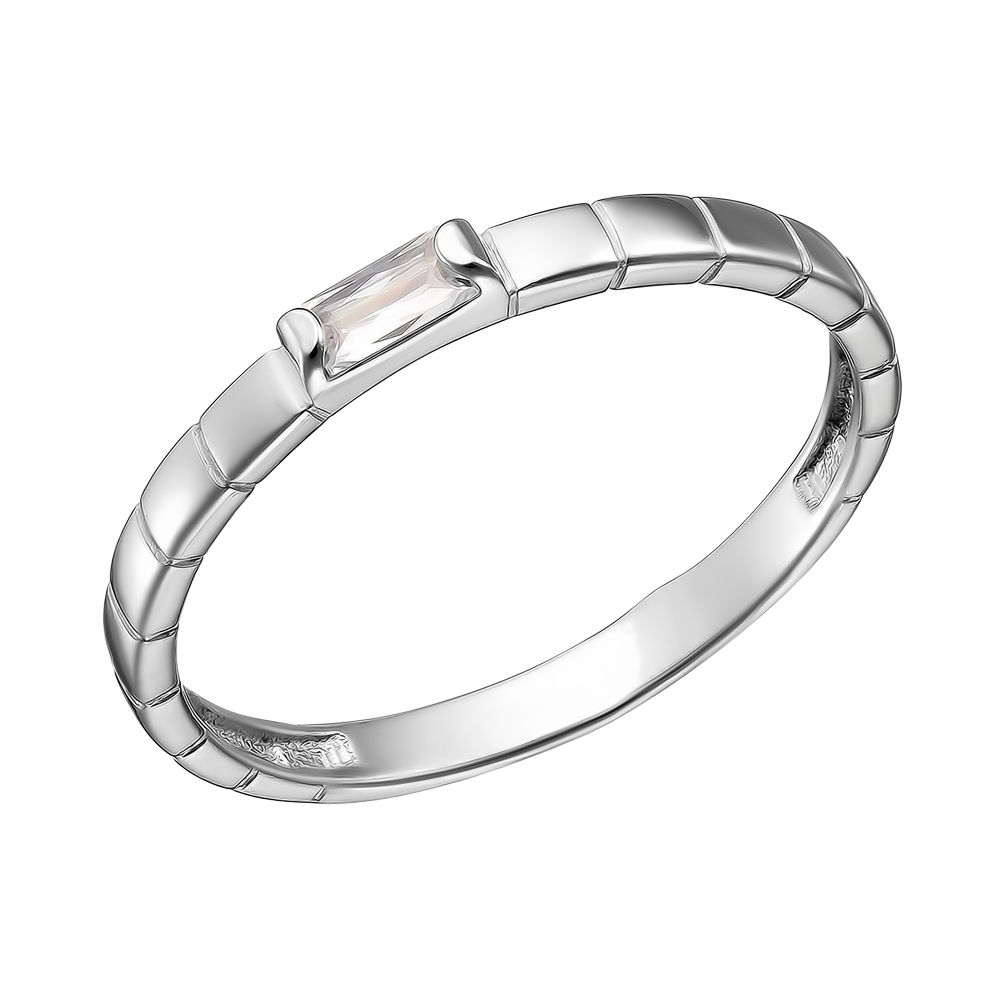 Серебряное кольцо 925 пробы; вставки 1 Куб. Цирконий бесцв.;