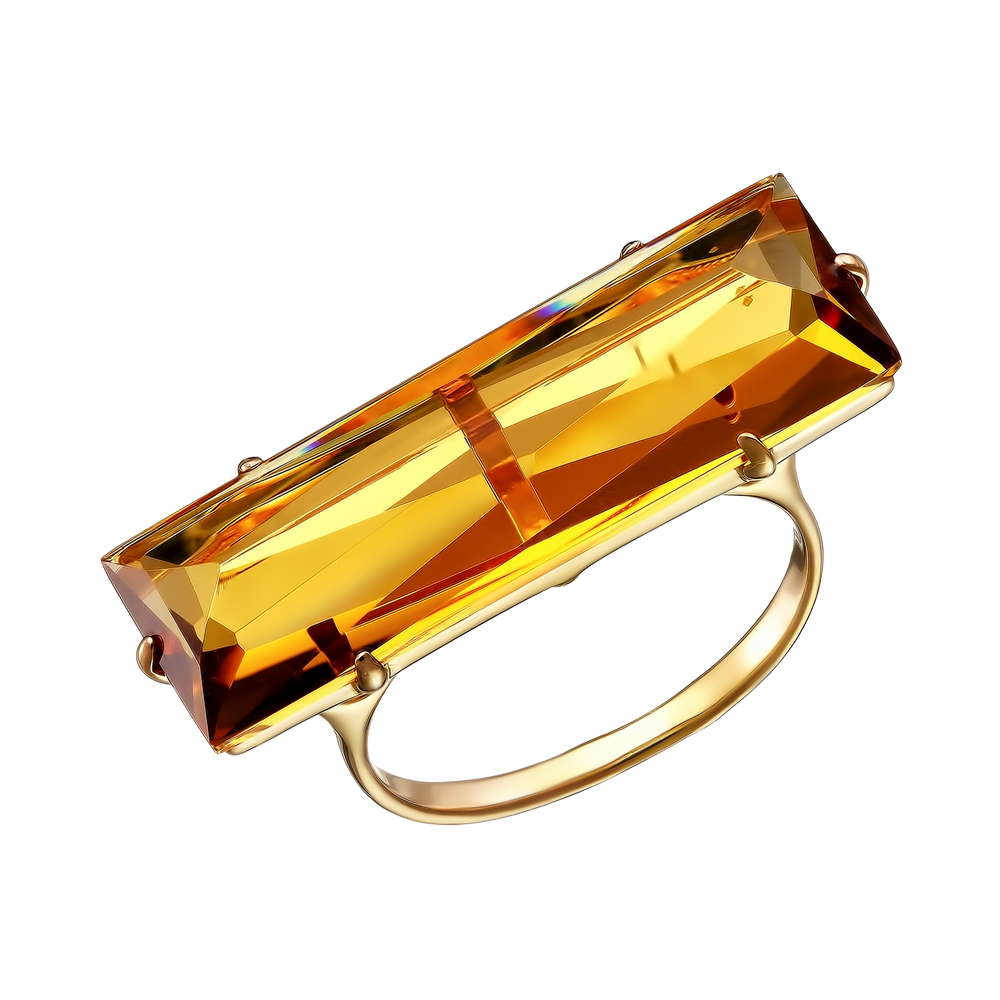 Серебряное кольцо 925 пробы; вставки 1 Цитрин;