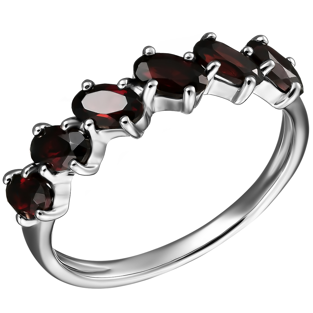 Серебряное кольцо 925 пробы; вставки 6 Гранат чешский;