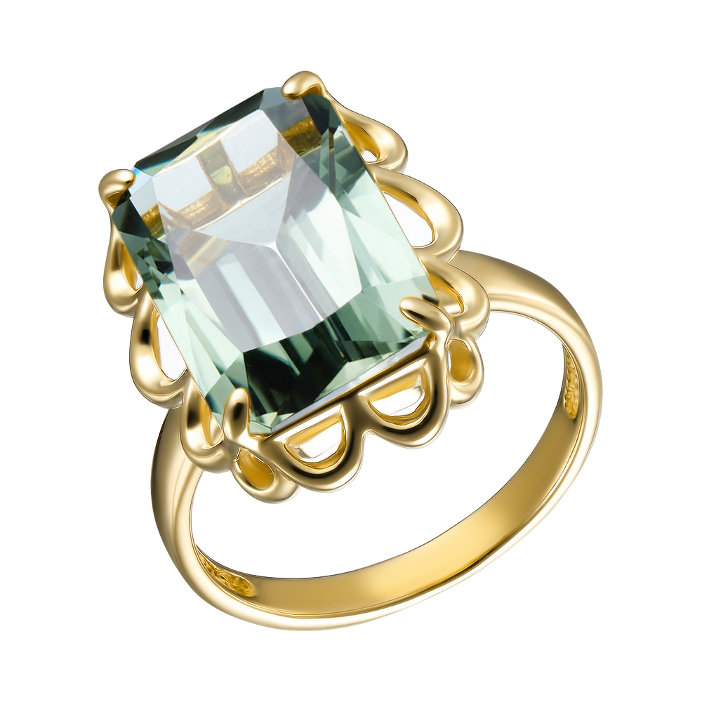 Серебряное кольцо 925 пробы; вставки 1 Празиолит;