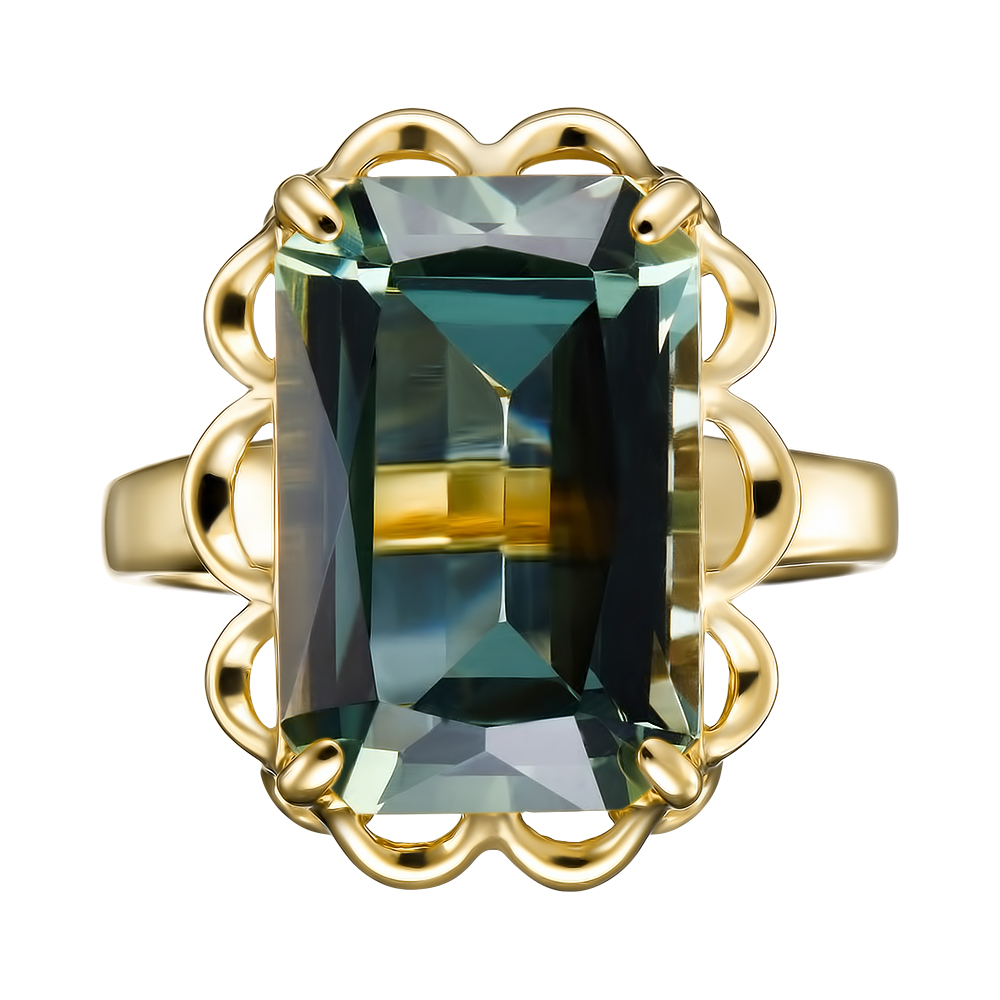 Серебряное кольцо 925 пробы; вставки 1 Празиолит;