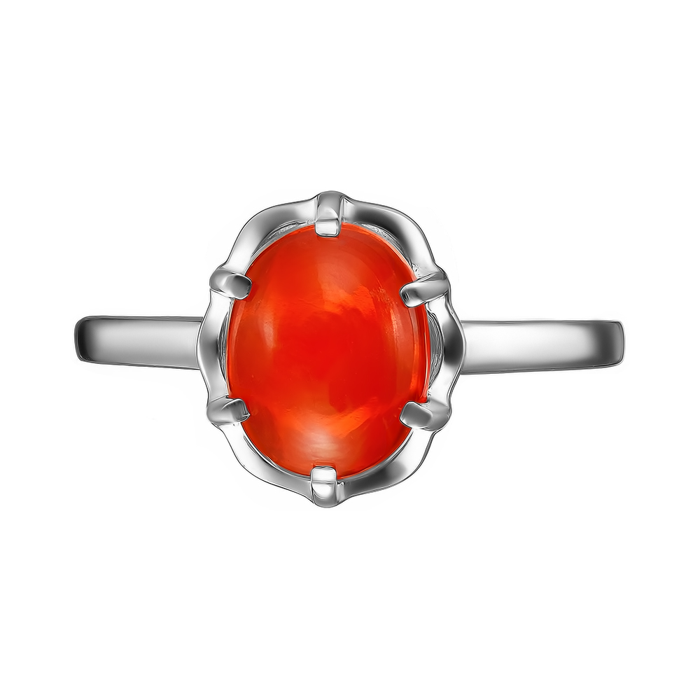 Серебряное кольцо 925 пробы; вставки 1 Опал огненный;