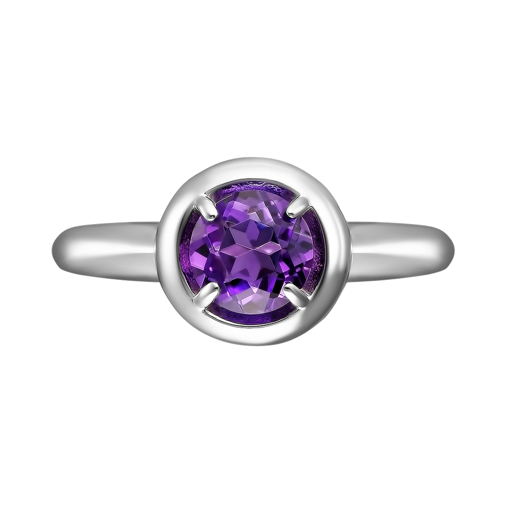 Серебряное кольцо 925 пробы; вставки 1 Аметист;