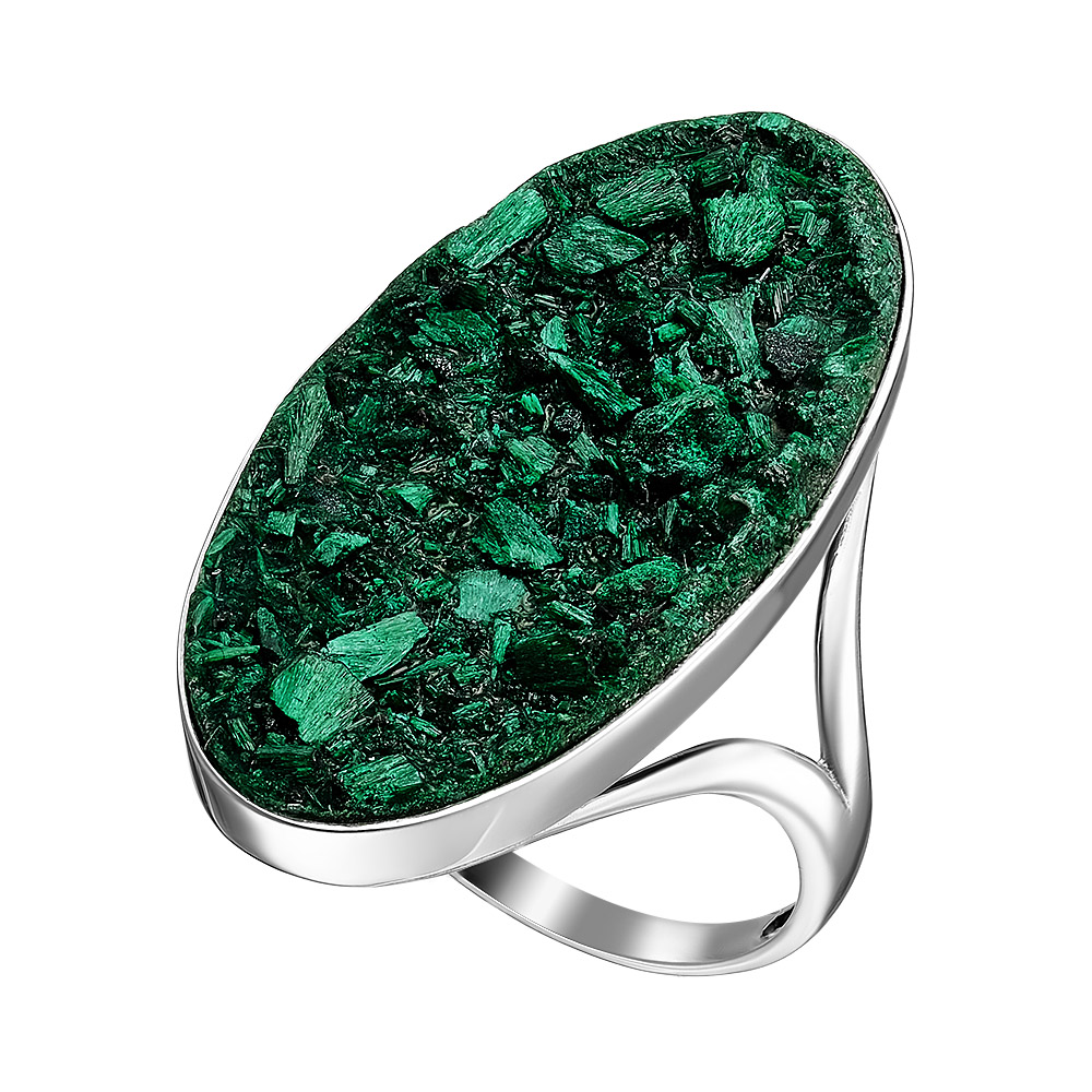 Серебряное кольцо 925 пробы; оксидирование; вставки 1 Дуплет (Малахит плисовый/полимер);