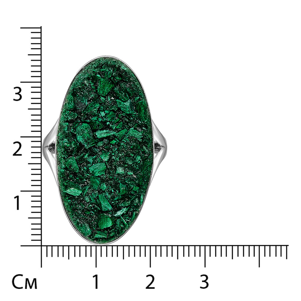 Серебряное кольцо 925 пробы; оксидирование; вставки 1 Дуплет (Малахит плисовый/полимер);