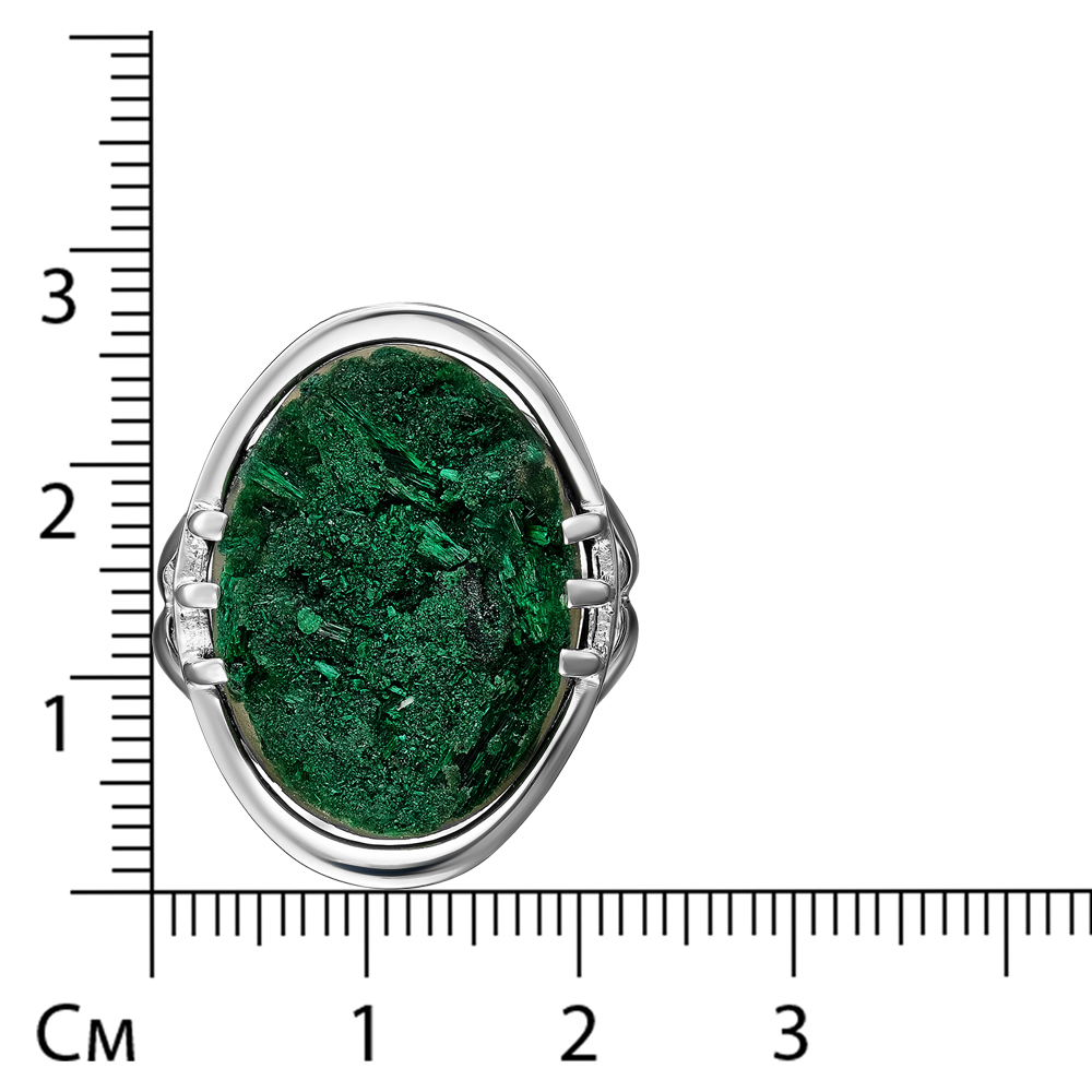 Серебряное кольцо 925 пробы; оксидирование; вставки 1 Дуплет (Малахит "плисовый"/полимер);