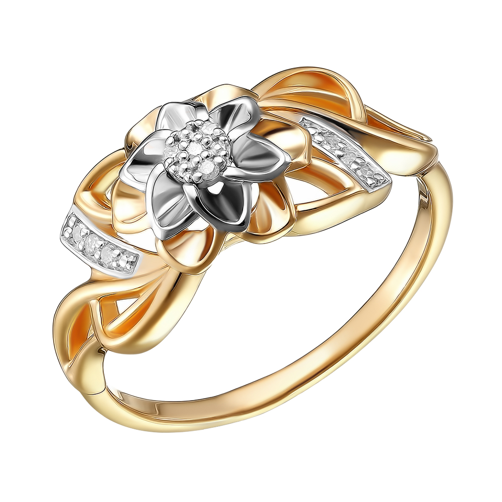 Серебряное кольцо с бриллиантами "Цветок"