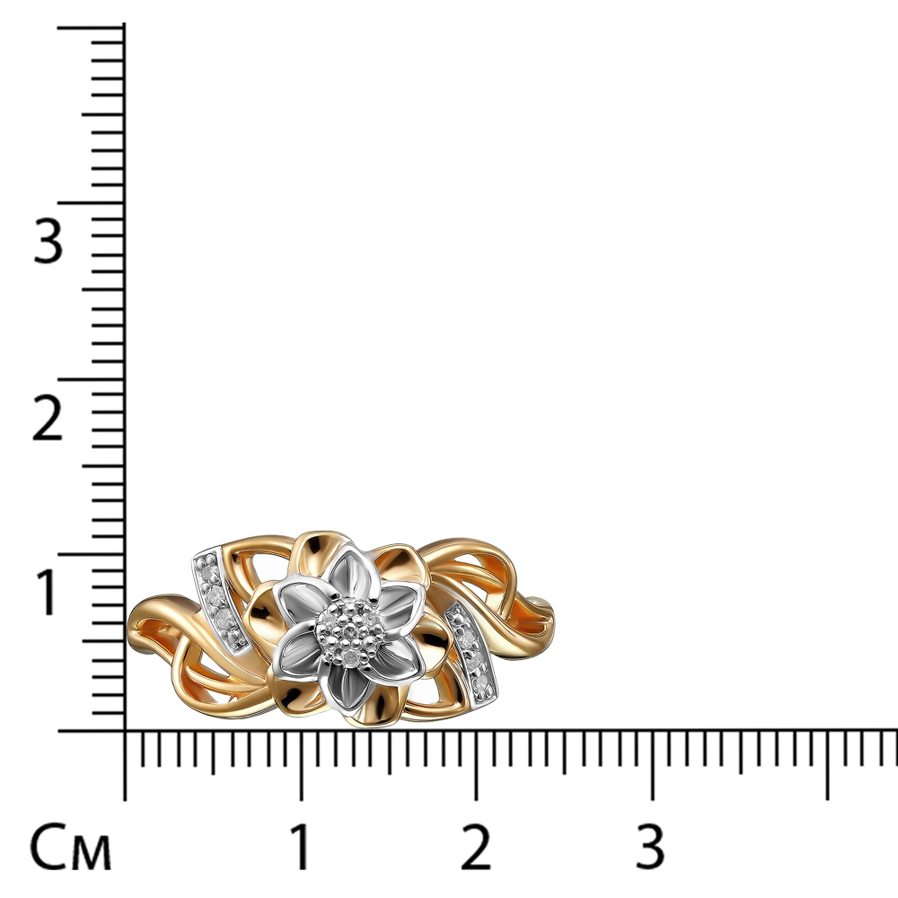 Серебряное кольцо с бриллиантами "Цветок"