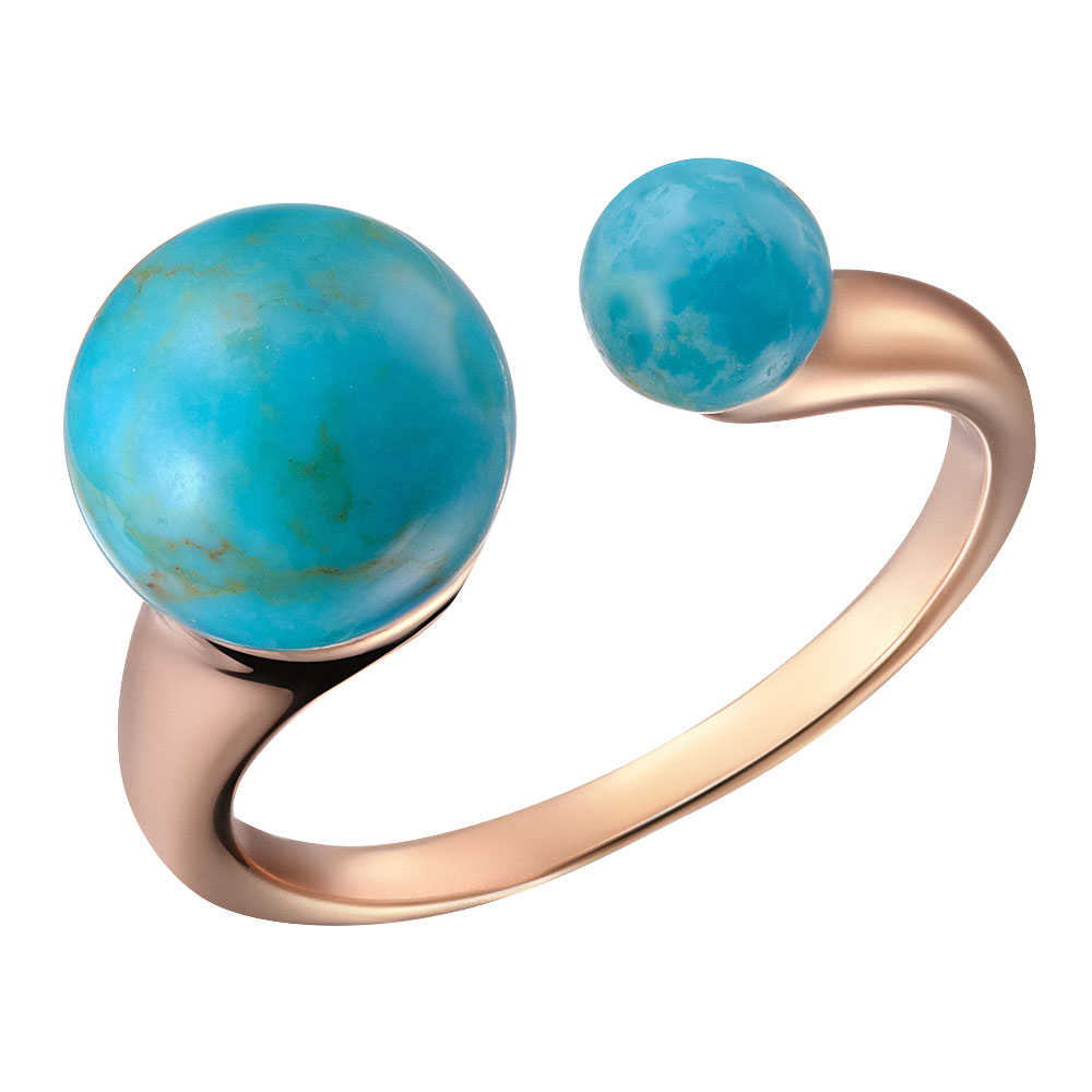 Серебряное кольцо 925 пробы; вставки 2 Бирюза;