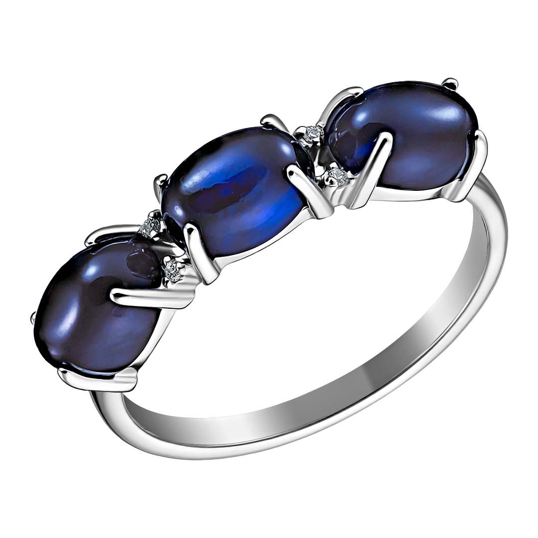Серебряное кольцо 925 пробы; вставки 3 Янтарь; 4 Фианит бесцв.;