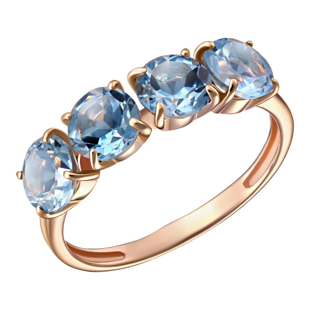 Серебряное кольцо 925 пробы; вставки 4 Топаз;