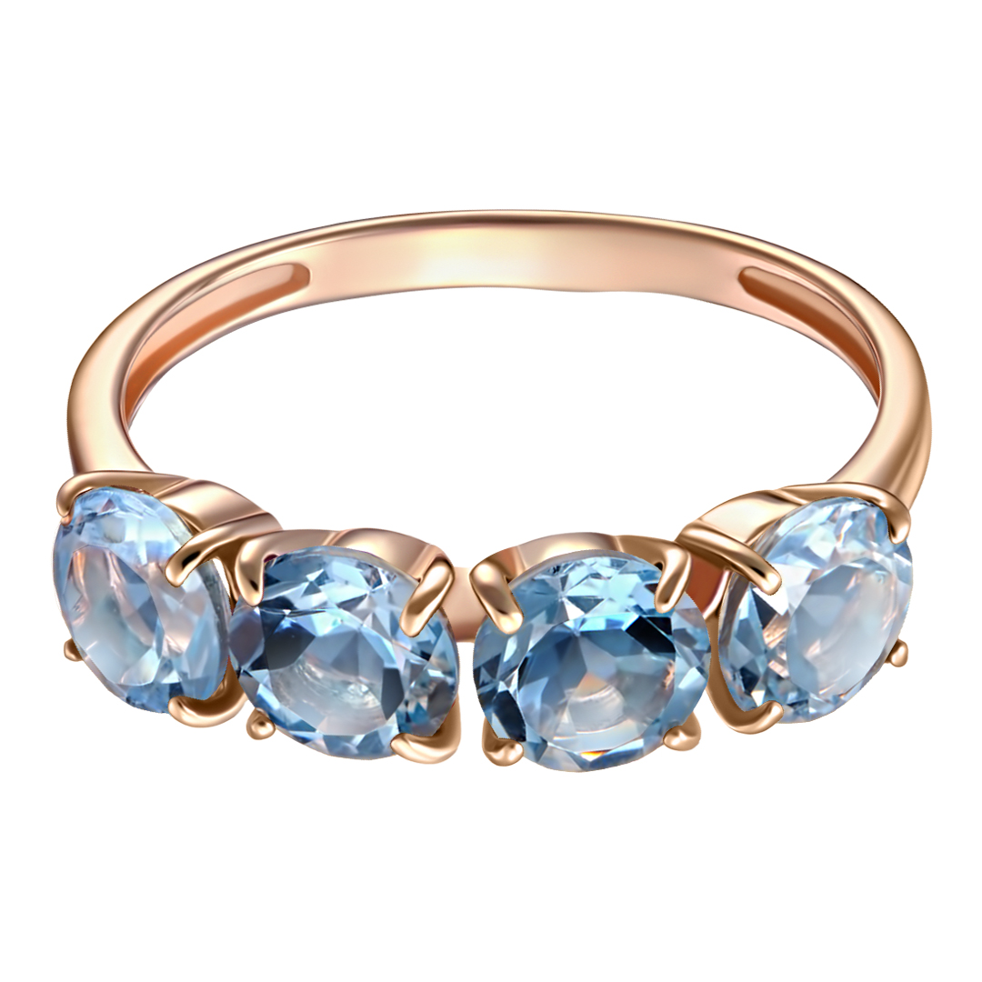 Серебряное кольцо 925 пробы; вставки 4 Топаз;