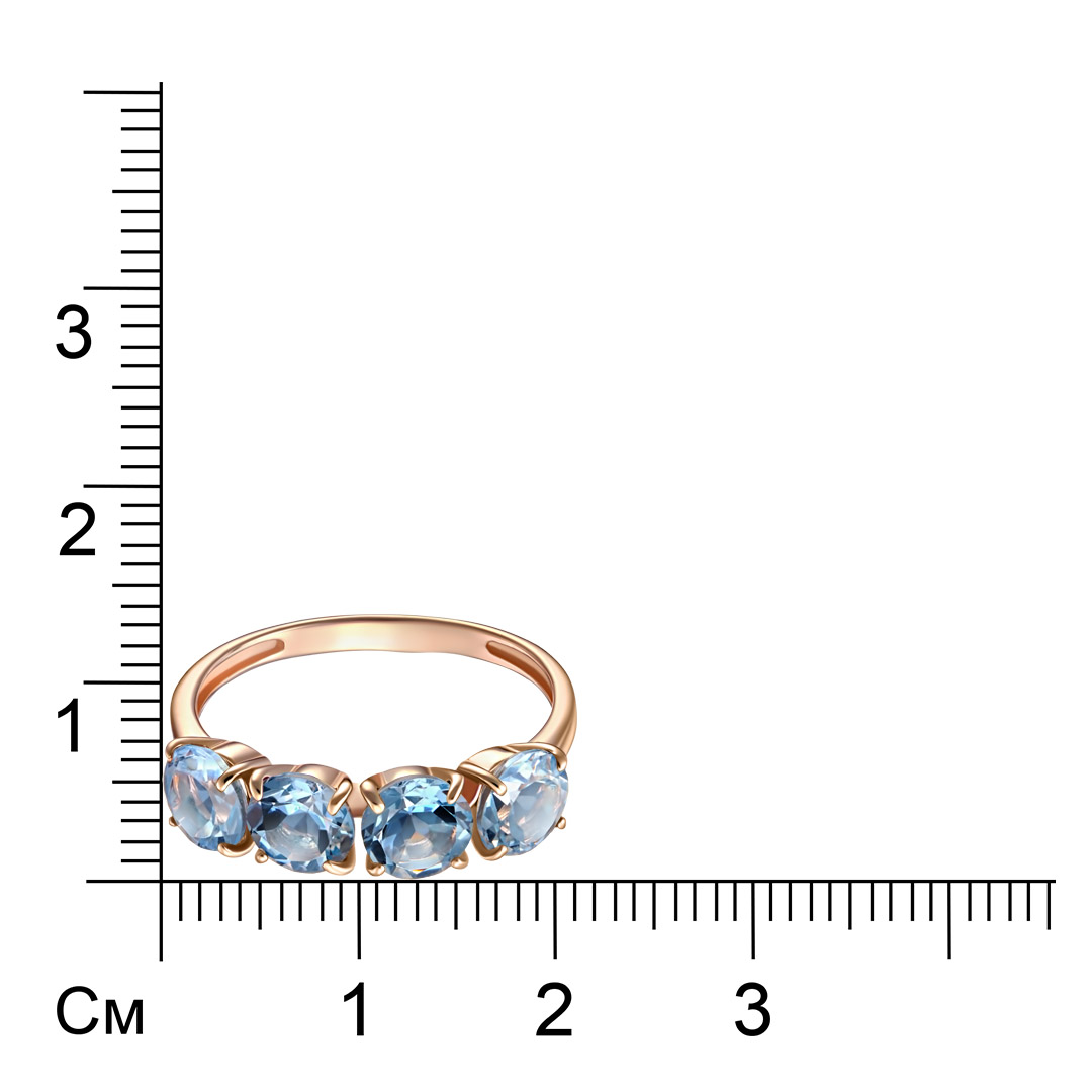 Серебряное кольцо 925 пробы; вставки 4 Топаз;