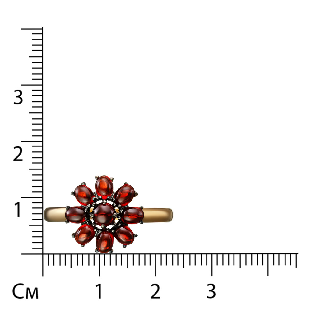 Серебряное кольцо с гранатами "Цветок"