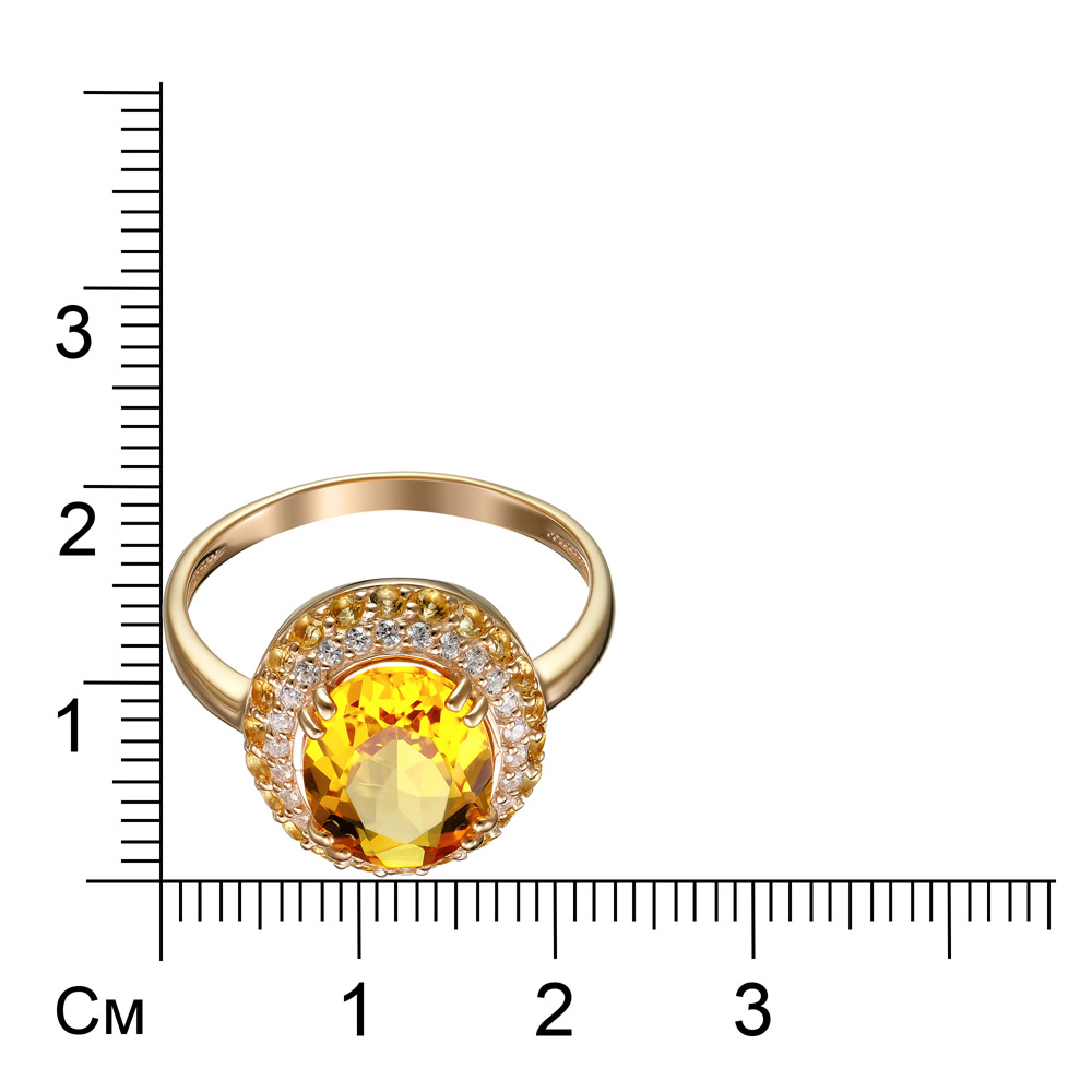 Серебряное кольцо 925 пробы; вставки 23 Цитрин; 26 Фианит бесцв.;