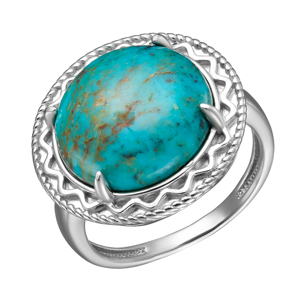 Серебряное кольцо 925 пробы; вставки 1 Бирюза нат.;