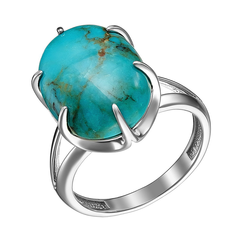 Серебряное кольцо 925 пробы; вставки 1 Бирюза нат.;