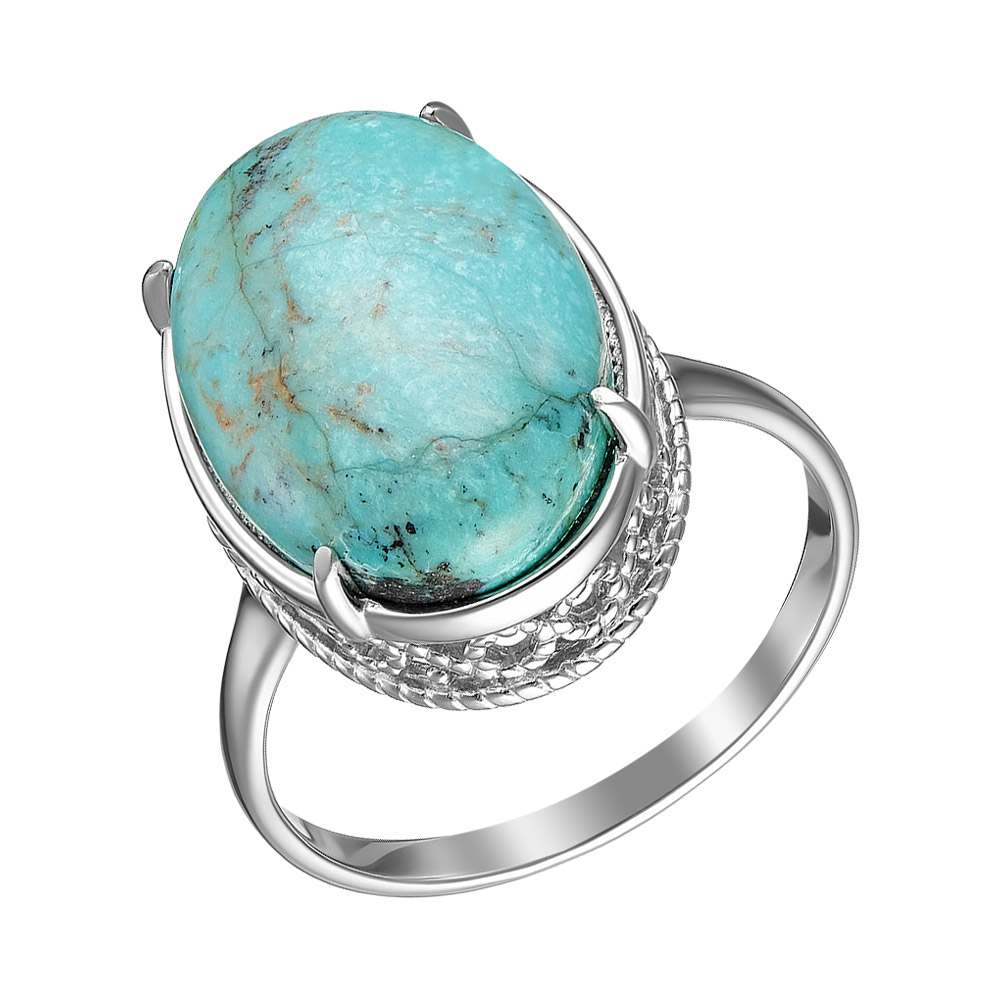 Серебряное кольцо 925 пробы; вставки 1 Бирюза нат.;