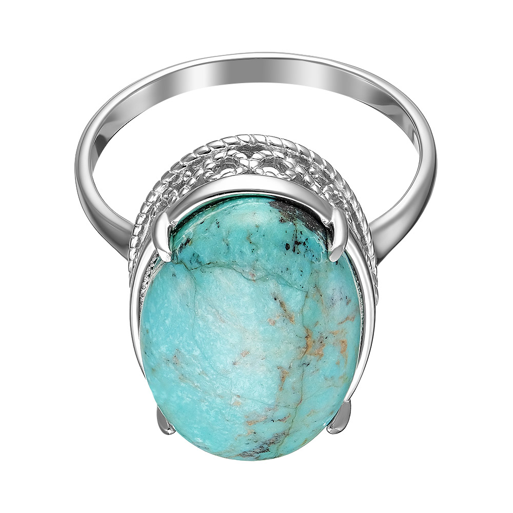 Серебряное кольцо 925 пробы; вставки 1 Бирюза нат.;