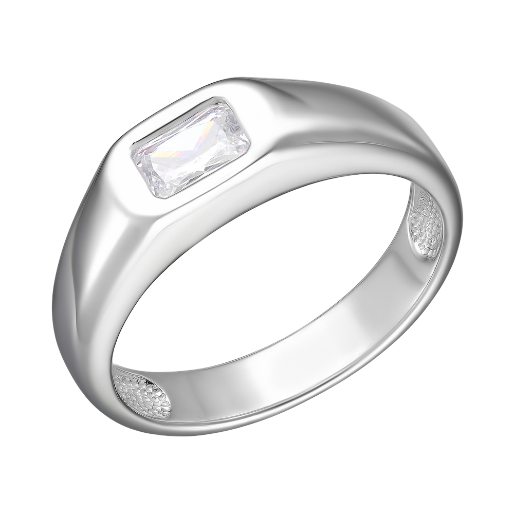 Серебряное кольцо 925 пробы; вставки 1 Фианит бесцв.;