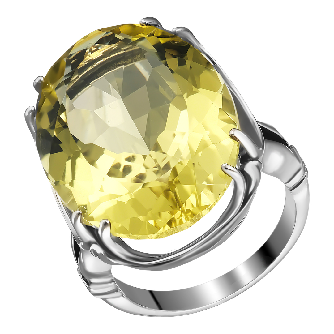 Серебряное кольцо 925 пробы; оксидирование; вставки 1 Лимонный кварц;