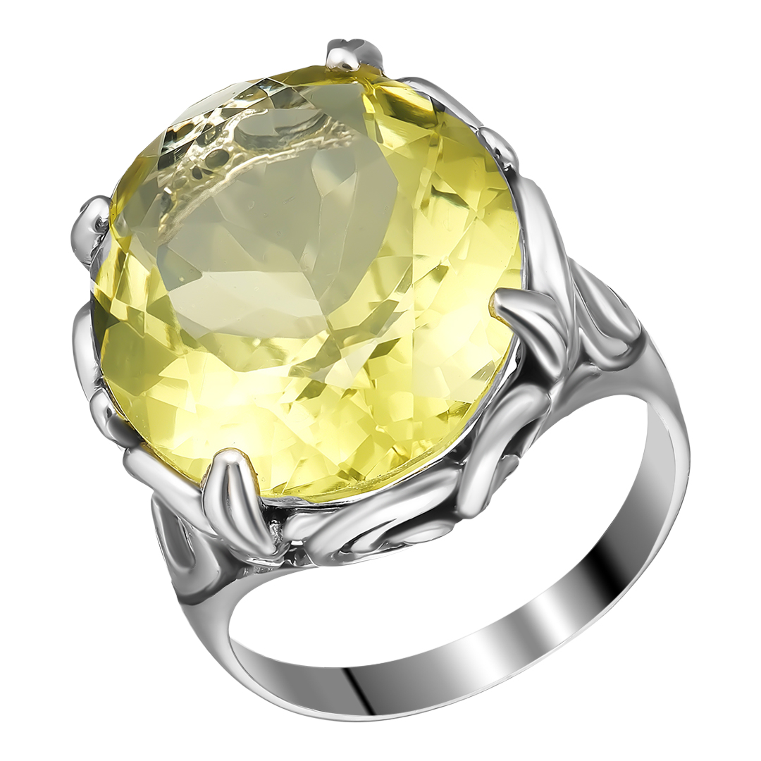 Серебряное кольцо 925 пробы; оксидирование; вставки 1 Лимонный кварц;