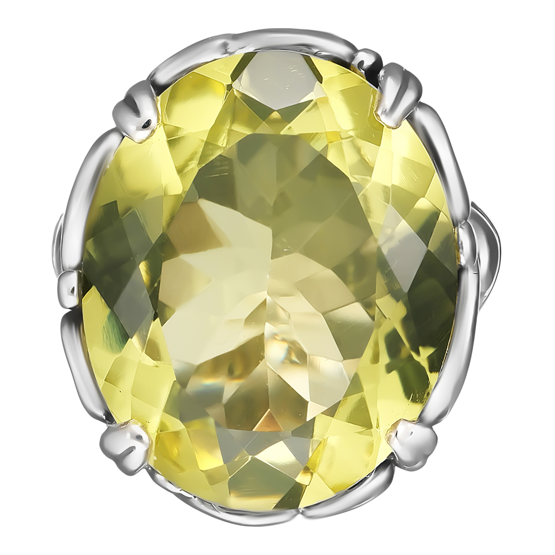 Серебряное кольцо 925 пробы; оксидирование; вставки 1 Лимонный кварц;