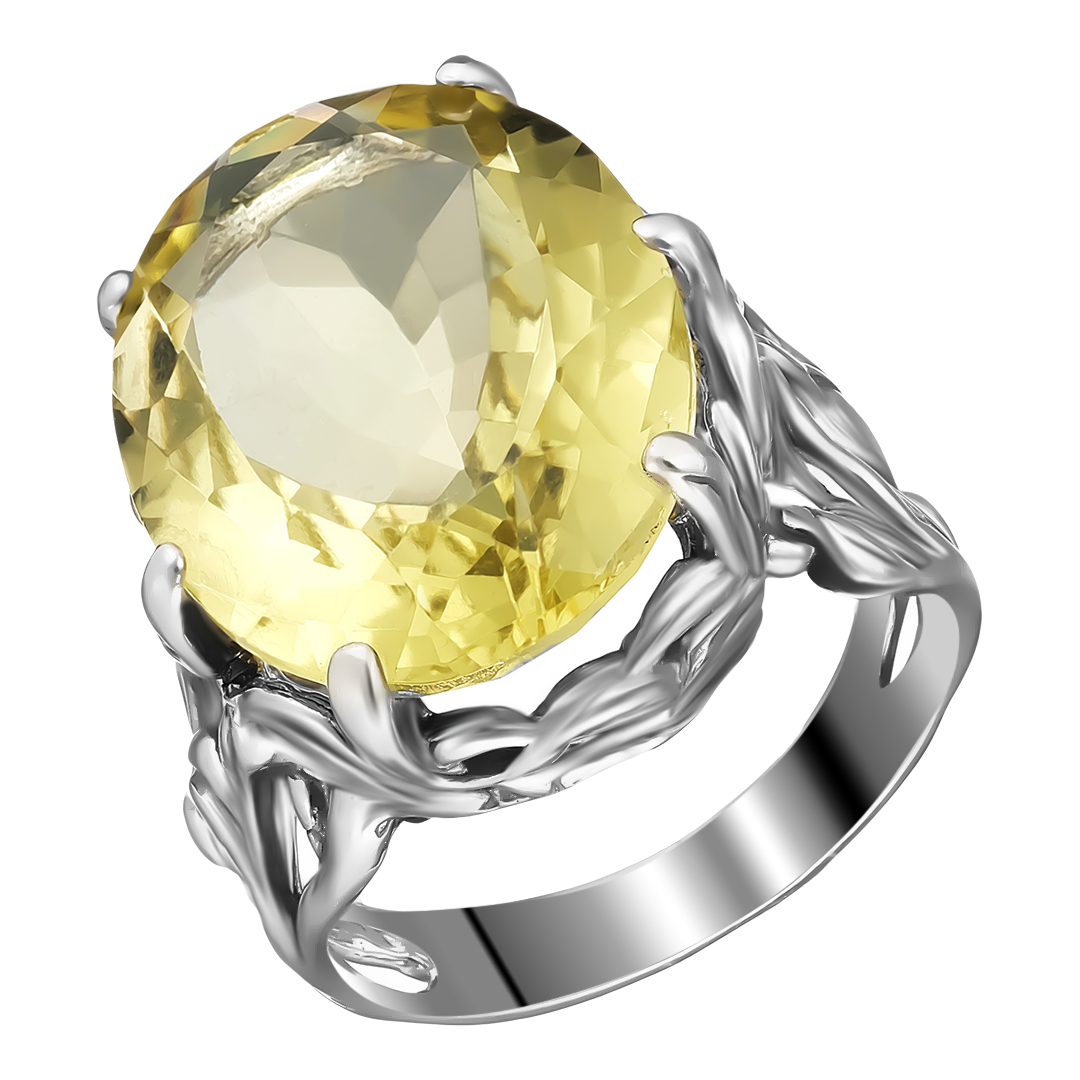 Серебряное кольцо 925 пробы; оксидирование; вставки 1 Лимонный кварц;
