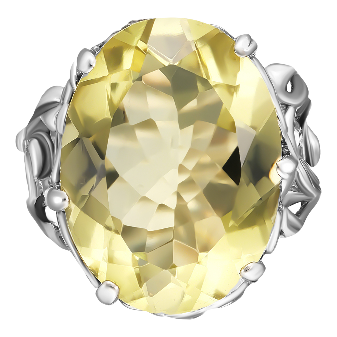 Серебряное кольцо 925 пробы; оксидирование; вставки 1 Лимонный кварц;