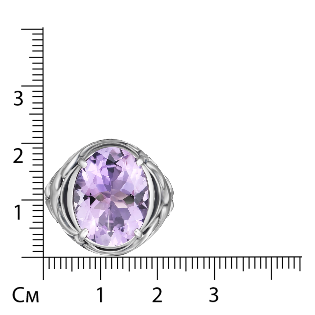 Серебряное кольцо 925 пробы; оксидирование; вставки 1 Аметист;