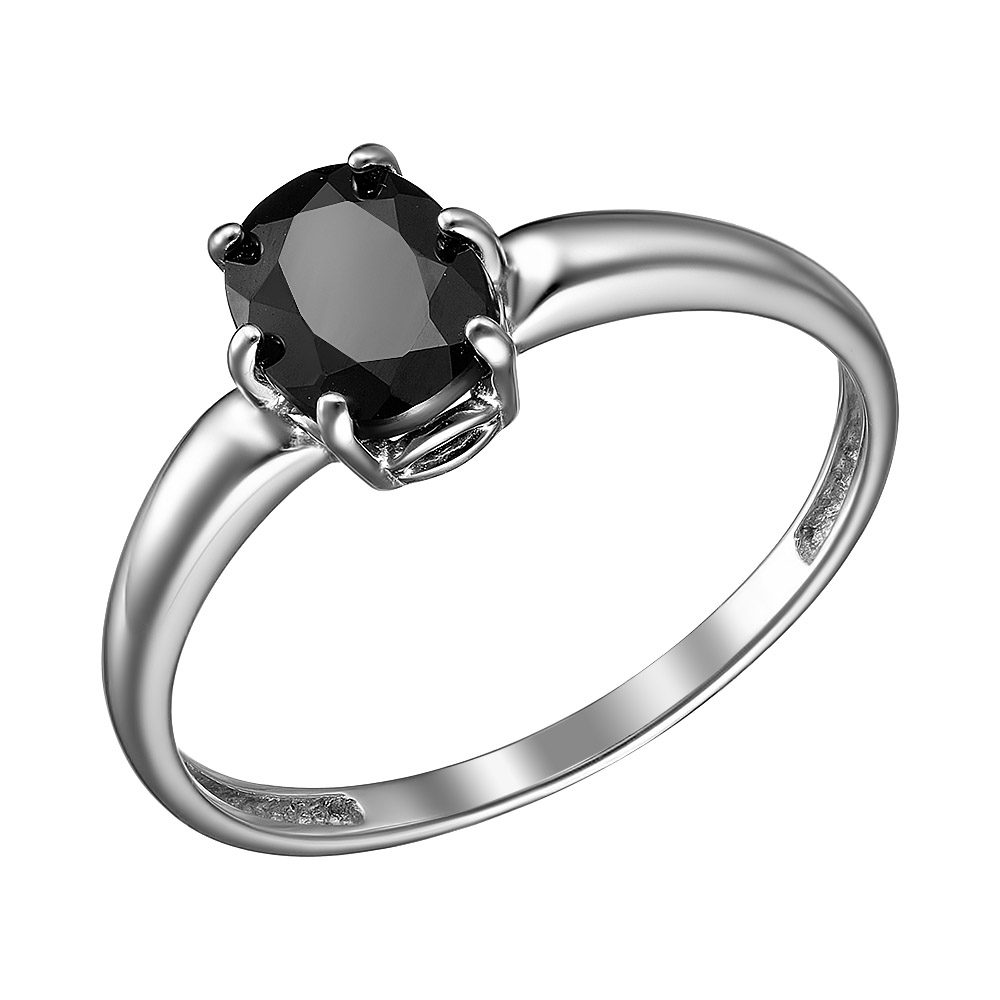 Серебряное кольцо с черным сапфиром