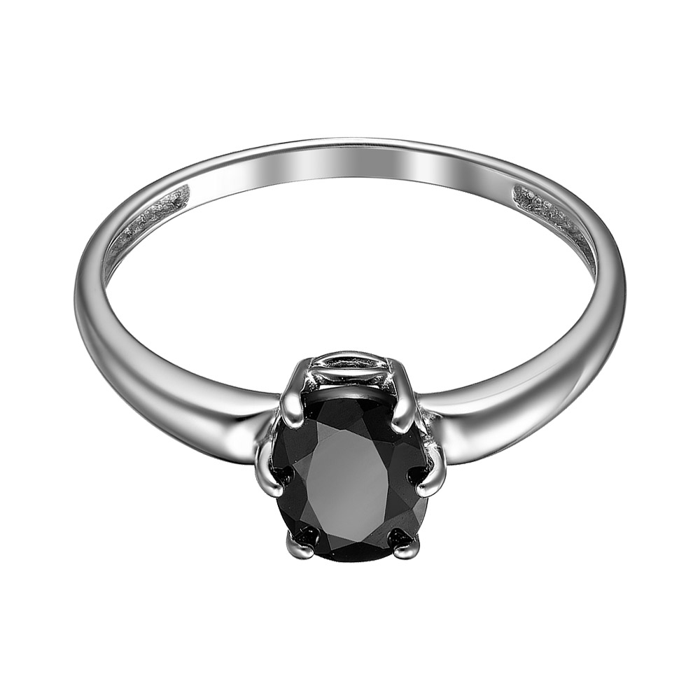 Серебряное кольцо с черным сапфиром