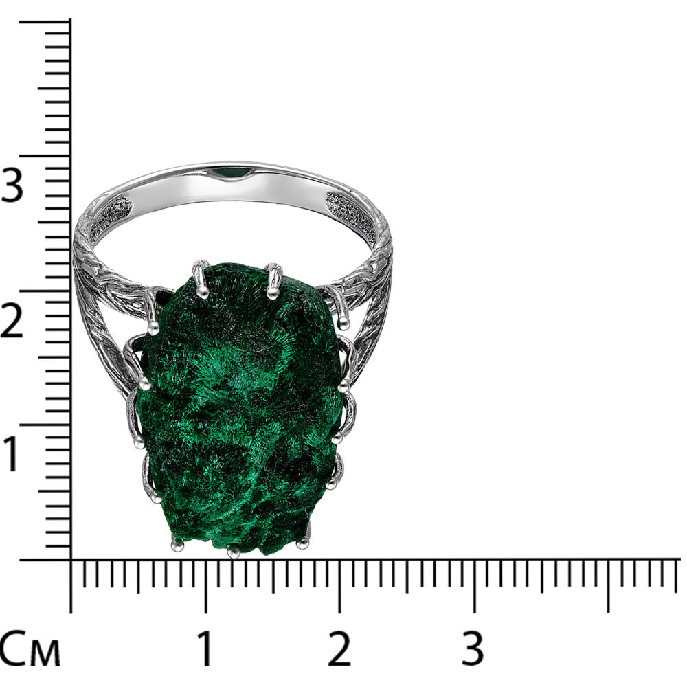 Серебряное кольцо 925 пробы; оксидирование; вставки 1 Малахит "плисовый";