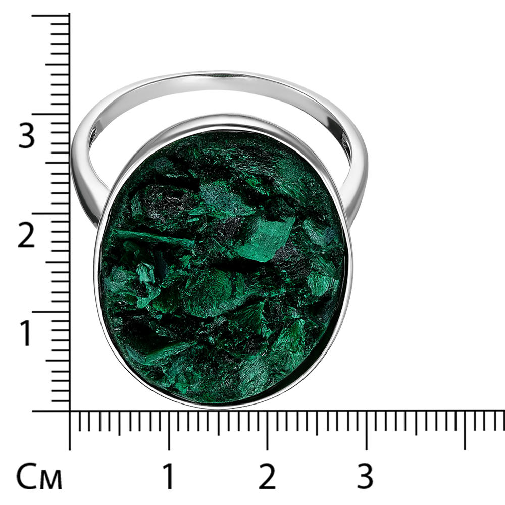 Серебряное кольцо 925 пробы; оксидирование; вставки 1 Дуплет (Малахит "плисовый"/полимер);
