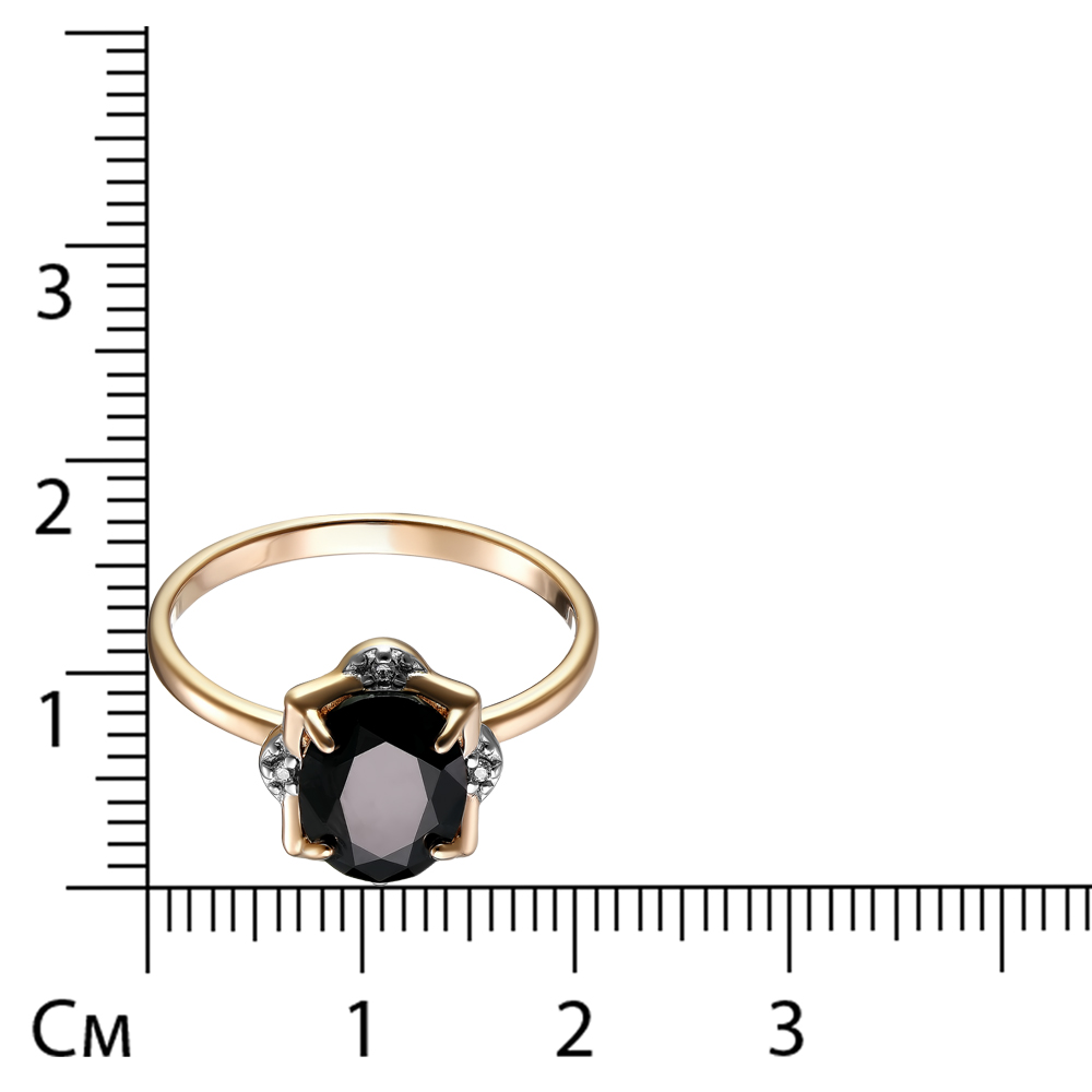 Серебряное кольцо 925 пробы; вставки 1 Шпинель черн.; 4 Фианит бесцв.;