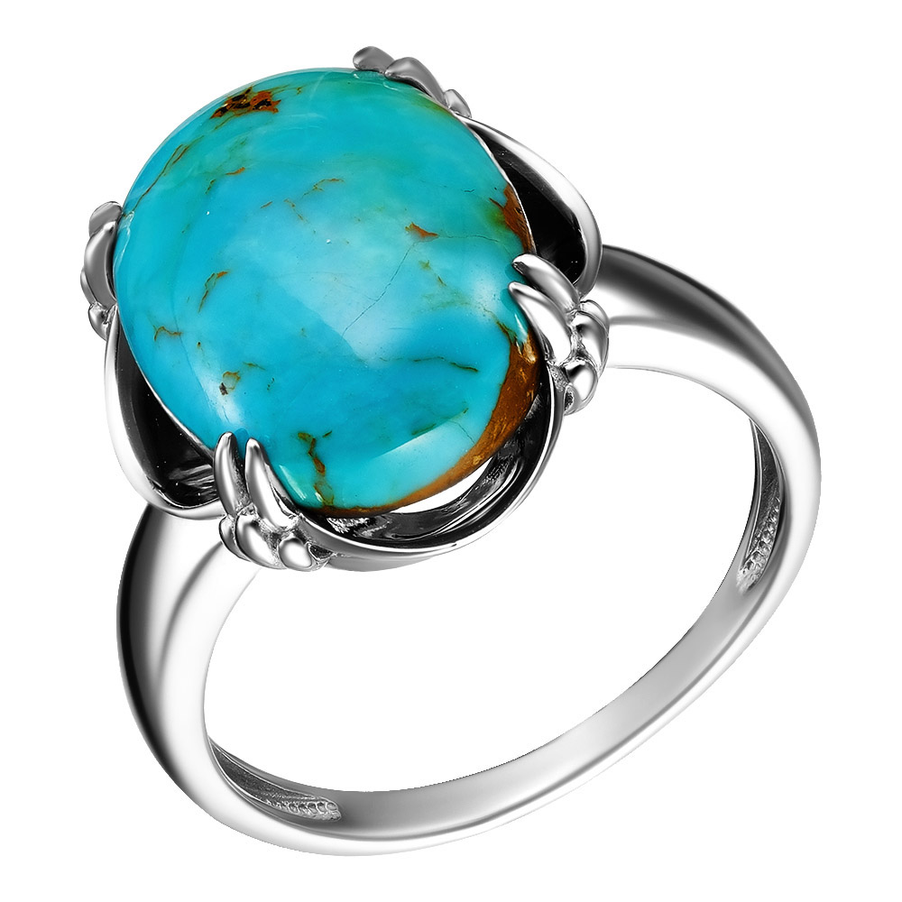 Серебряное кольцо 925 пробы; вставки 1 Бирюза нат.;