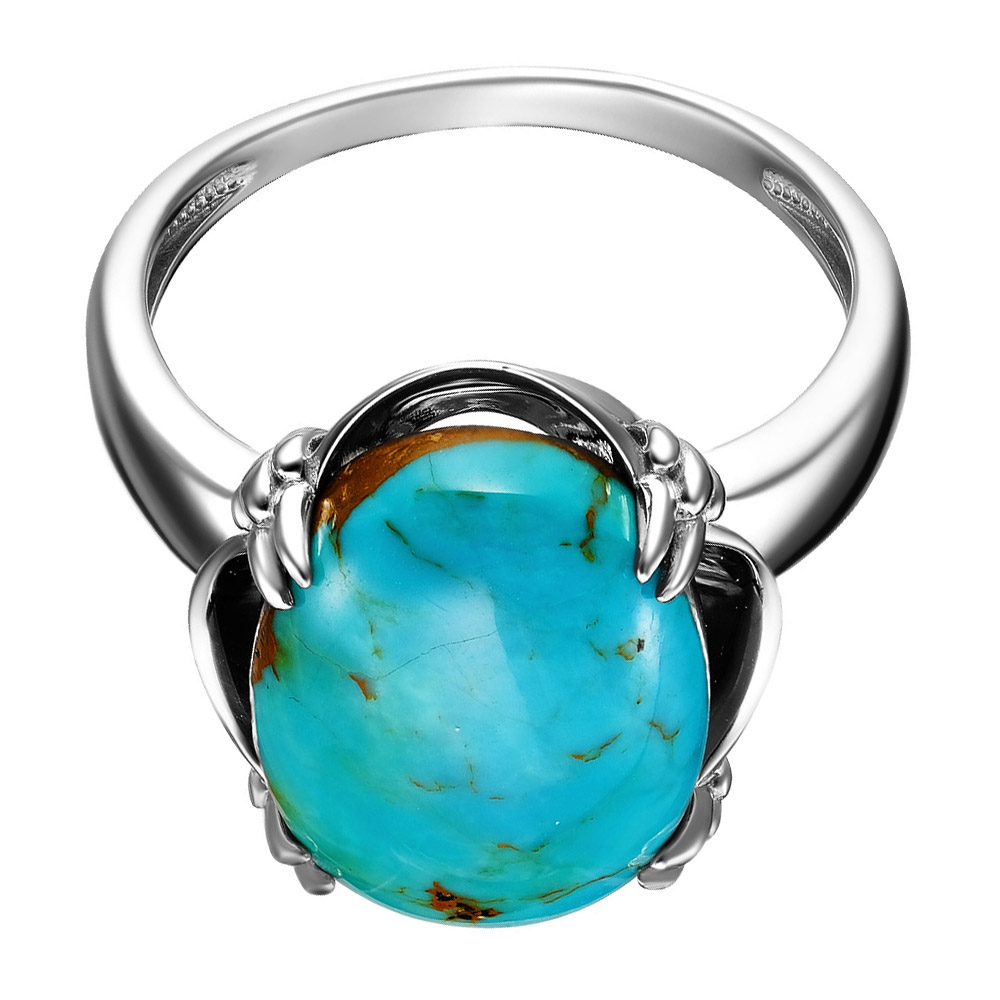 Серебряное кольцо 925 пробы; вставки 1 Бирюза нат.;