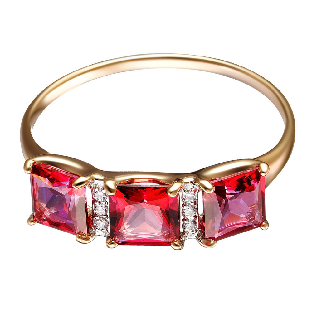 Серебряное кольцо с красными топазами Swarovski