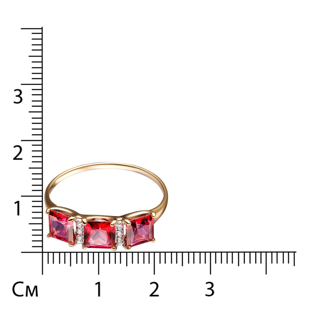 Серебряное кольцо с красными топазами Swarovski