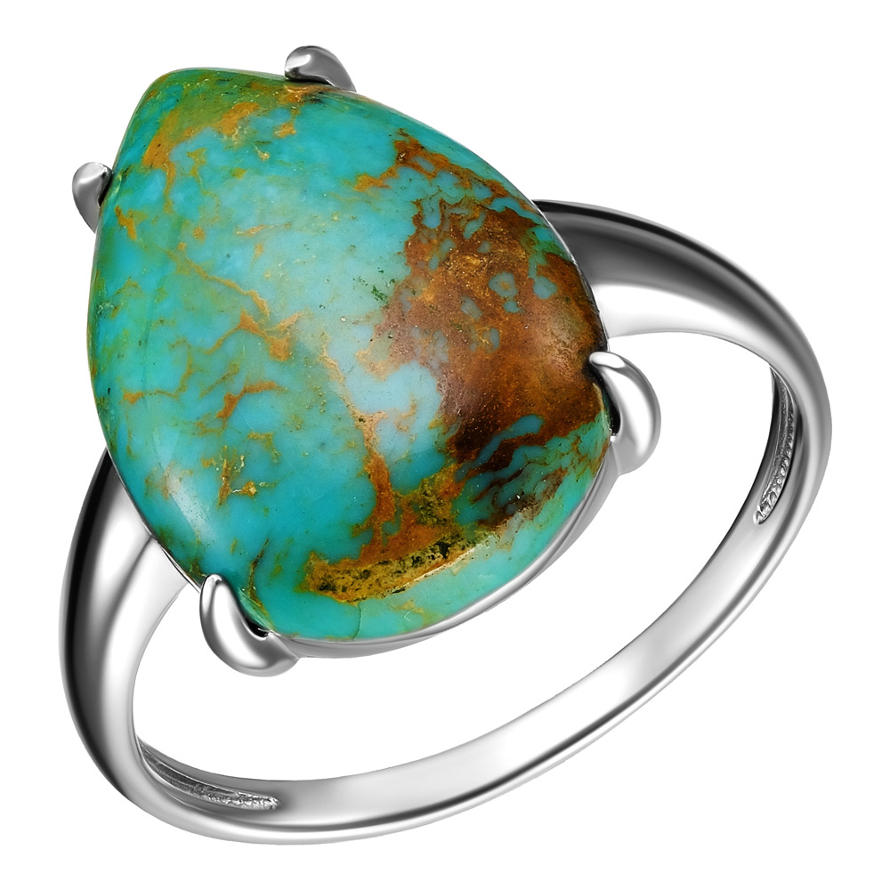 Серебряное кольцо 925 пробы; вставки 1 Бирюза нат.;
