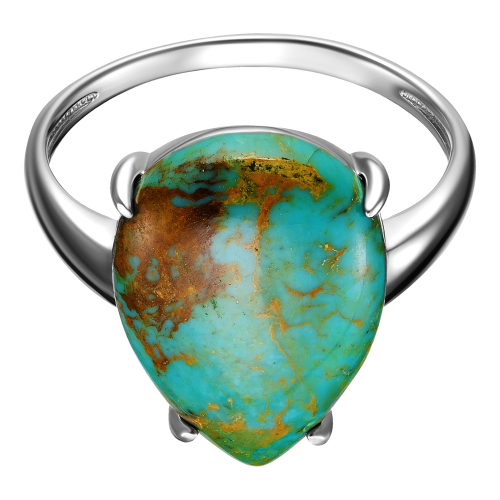 Серебряное кольцо 925 пробы; вставки 1 Бирюза нат.;