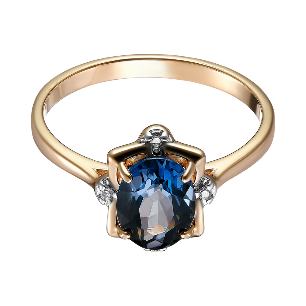 Серебряное кольцо 925 пробы; вставки 1 Топаз Лондон; 4 Фианит бесцв.;