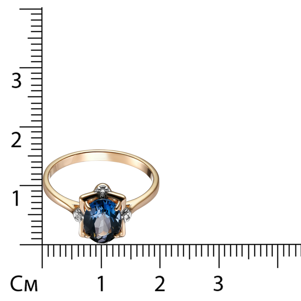 Серебряное кольцо 925 пробы; вставки 1 Топаз Лондон; 4 Фианит бесцв.;