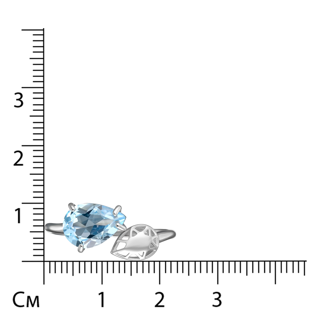 Серебряное незамкнутое кольцо с топазом sky