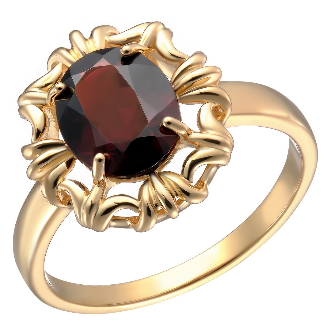 Серебряное кольцо 925 пробы; вставки 1 Гранат Альмандин;