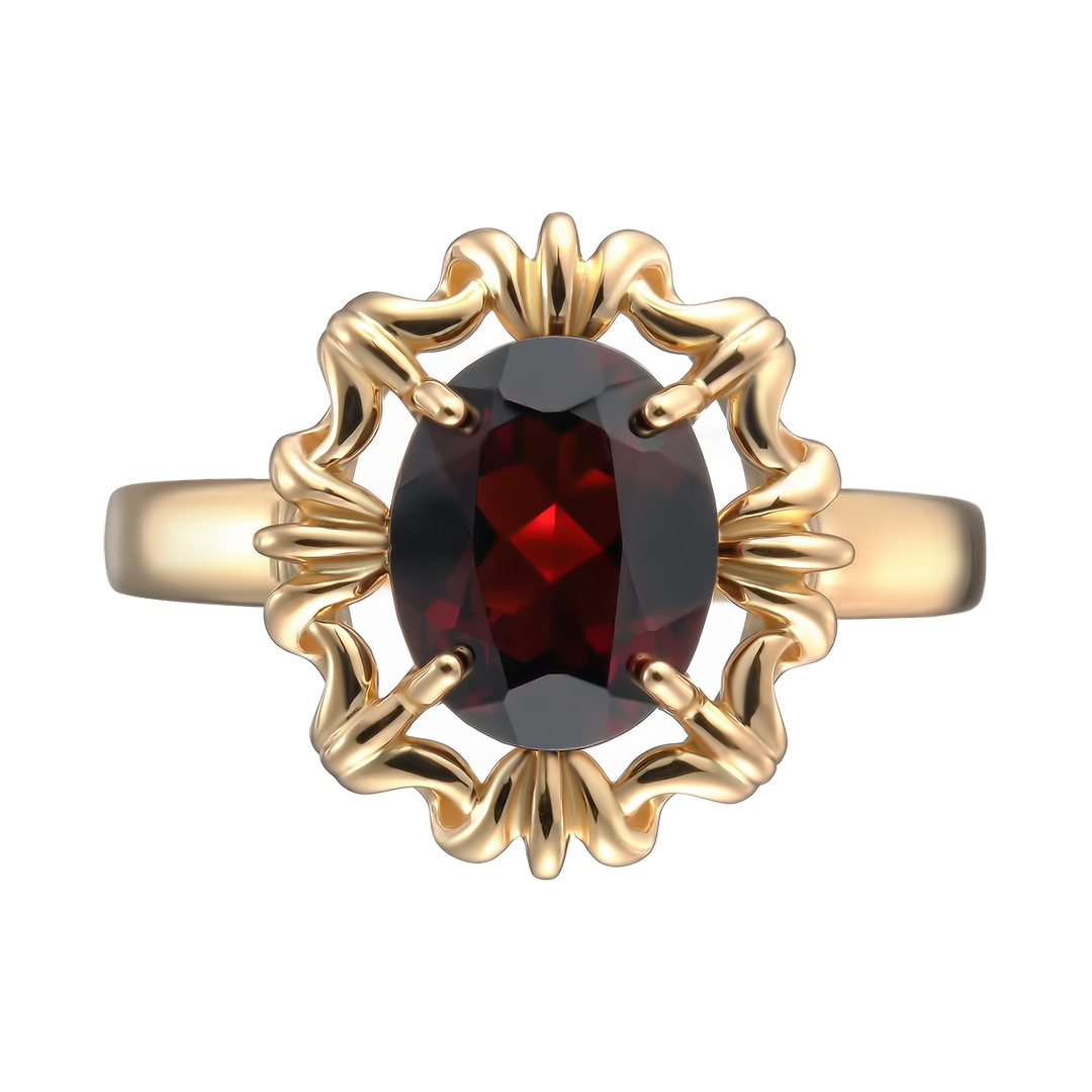 Серебряное кольцо 925 пробы; вставки 1 Гранат Альмандин;