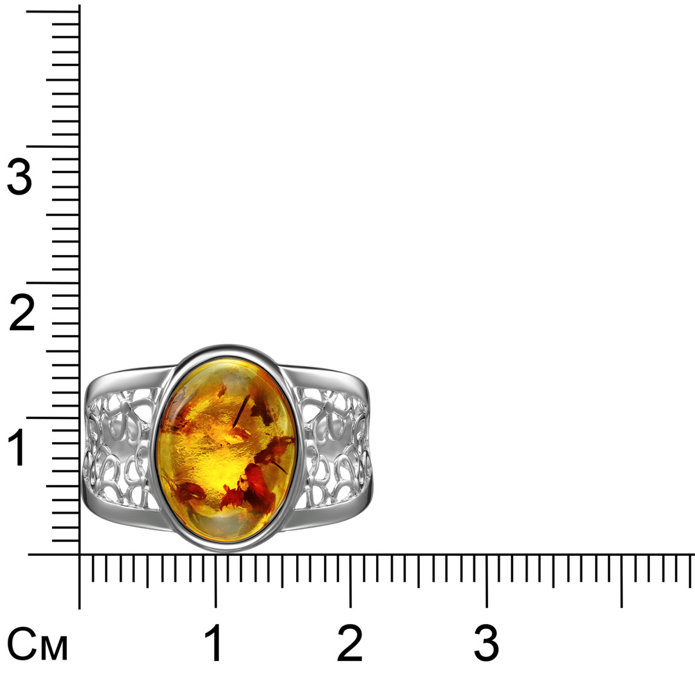 Серебряное кольцо 925 пробы; вставки 1 Янтарь пресс.;